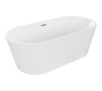 Mexen Luna bañera exenta 150 x 75 cm, blanca, rebosadero oro rosa - 52031507500-60 45763 5905315379153