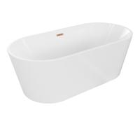 Mexen Luna bañera exenta 160 x 75 cm, blanca, desagüe cobre cepillado - 52031607500-65 45785 5905315379368