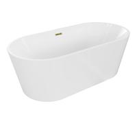 Mexen Luna bañera exenta 160 x 75 cm, blanca, rebosadero dorado - 52031607500-50 45782 5905315379337