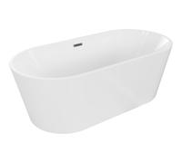 Mexen Luna bañera exenta 160 x 75 cm, blanca, rebosadero gun gray cepillado - 52031607500-66 45786 5905315379375