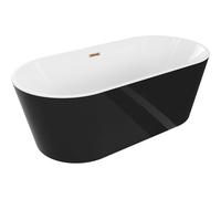 Mexen Luna bañera exenta 180 x 80 cm, blanca/negra, rebosadero oro rosa - 52031808075-60 45850 5905315379856
