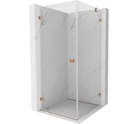 Mexen Lunar-B cabina de ducha abatible izquierda 80 x 80 cm, transparente, cobre cepillado - 832-080-080-65-00-L 64841 5905315456472