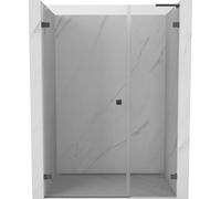 Mexen Lunar-B L puertas de ducha abatibles izquierdas 145 cm, transparente, gris pistola cepillado - 832SL-145-050-66-00-L 69175 5905315527158
