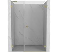Mexen Lunar-B puertas de ducha abatibles a la derecha 130 cm, transparentes, dorado cepillado - 832S-130-050-55-00-P 69543 5905315525956