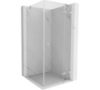 Mexen Lunar cabina de ducha abatible derecha 80 x 80 cm, transparente, níquel cepillado - 834-080-080-97-00-P 64225 5905315439710