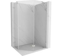 Mexen Lunar cabina de ducha pentagonal abatible derecha 100 x 80 cm, transparente, níquel cepillado - 831-100P-080L-97-00-P 62828 5905315415578