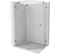 Mexen Lunar cabina de ducha pentagonal abatible izquierda 90 x 80 cm, transparente, oro rosa - 831-090L-080P-60-00-L 62141 5905315414199