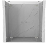 Mexen Lunar Dúo puertas de ducha abatibles 190 cm, transparente, níquel cepillado - 834D-190-000-97-00 92550 5905315519528