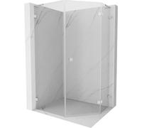 Mexen Lunar L cabina de ducha pentagonal abatible derecha 80x100 cm, transparente, níquel cepillado - 831L-080P-100L-97-00-P 62071 5905315417336