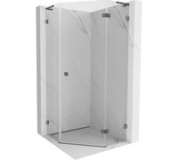 Mexen Lunar L cabina de ducha pentagonal abatible derecha 80x80 cm, transparente, gris pistola cepillado 62038 5905315417046