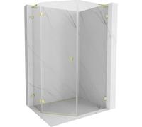 Mexen Lunar L cabina de ducha pentagonal abatible izquierda 80 x 90 cm, transparente, oro cepillado - 831L-080L-090P-55-00-L 61922 5905315415882
