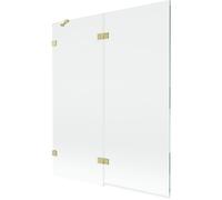 Mexen Lunar mampara de baño plegable de 2 paneles izquierda 140 x 150 cm, transparente, dorado cepillado - 897-140-100-55-00-L 70221 5905315516718