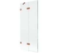 Mexen Lunar pantalla de baño de 2 hojas izquierdo 80 x 150 cm, transparente, cobre cepillado - 897-080-100-65-00-L 70233 5905315516794