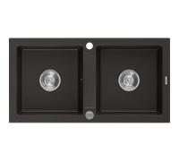 Mexen Mario fregadero de granito de 2 senos 820 x 436 mm, negro/oro metálico, sifón cromado - 6504822000-75 3569 5907709193963
