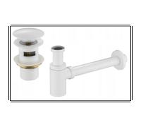 Mexen medio sifón de lavabo redondo con tapón clic-clac, con rebosadero, blanco - 7992050-20 6506 5907709127906