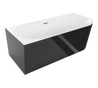 Mexen Mia bañera exenta de esquina izquierda 170 x 80 cm, blanca/negra, rebosadero dorado - 52691708075L-50 46358 5905315382832