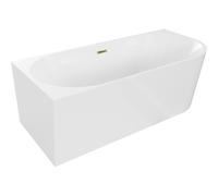 Mexen Mia bañera exenta esquinera izquierda 150 x 75 cm, blanca, rebosadero dorado - 52691507500L-50 46220 5905315382337