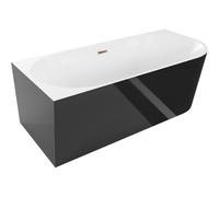 Mexen Mia bañera exenta esquinera izquierda 170 x 80 cm, blanca/negra, rebosadero oro rosa - 52691708075L-60 46360 5905315382856