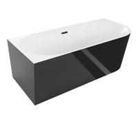 Mexen Mia bañera independiente de esquina izquierda 160 x 75 cm, blanca/negra, rebosadero negro - 52691607575L-70 46282 5905315382689