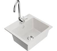 Mexen Milo fregadero de granito de un seno con grifo de cocina Telma, blanco - 6505-20-670200-00 6192 5907709189553