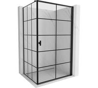 Mexen Mist-B cabina de ducha abatible derecha 100 x 85 cm, cuadrícula negra, negro - 8A2T-100-085-70-77-P 78805 5905315670731