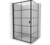 Mexen Mist-B cabina de ducha abatible izquierda 100 x 75 cm, cuadrícula negra, negro - 8A2T-100-075-70-77-L 78725 5905315669339