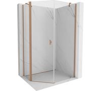 Mexen Mist cabina de ducha pentagonal asimétrica abatible 90 x 100 cm, transparente, cobre cepillado - 8A8-090-100-65-00 77345 5905315663535