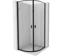 Mexen Mist cabina de ducha semicircular abatible 80 x 80 cm, marco negro, negro - 8A31-080-080-70-70 78467 5905315956699