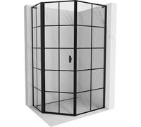Mexen Mist L cabina de ducha pentagonal asimétrica abatible izquierda 90 x 100 cm, rejilla negra, negro - 8A8L-090-100-70-77-L 77986 5905315664709