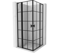 Mexen Mist L Duo cabina de ducha abatible 105 x 105 cm, rejilla negra, negro - 8A4L-105L-105P-70-77 72052 5905315607447