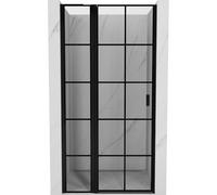 Mexen Mist L puerta de ducha abatible izquierda 115 cm, rejilla negra, negro - 8A4L-115-000-70-77-L 72362 5905315589866
