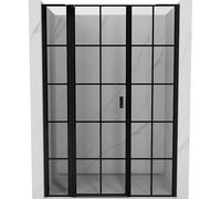 Mexen Mist L puerta de ducha batiente izquierda 160 cm, cuadrícula negra, negro - 8A4L-160-001-70-77-L 72302 5905315608840