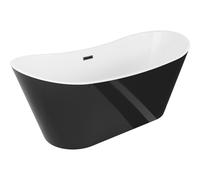 Mexen Montana bañera exenta 150 x 75 cm, blanca/negra, rebosadero negro - 52011507575-70 45626 5905315378385