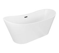 Mexen Montana bañera exenta 150 x 75 cm, blanca, rebosadero negro - 52011507500-70 45608 5905315378286