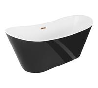 Mexen Montana bañera exenta 180 x 90 cm, blanca/negra, rebosadero oro rosado - 52011809075-60 45735 5905315379054