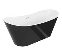 Mexen Montana bañera independiente 150 x 75 cm, blanca/negra, desbordamiento níquel cepillado - 52011507575-97 45628 5905315378408