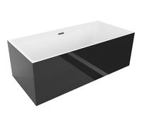 Mexen Nita bañera exenta 170 x 80 cm, blanca/negra, desbordamiento gun gray cepillado - 52091708075-66 45893 5905315380074