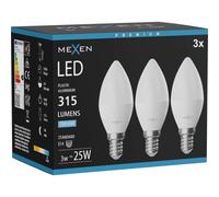 Mexen Nova 3x Bombilla LED E14, C37, 3W, Fría - 6500K, 315 lm - L102-E14-0365-01x03 95588 5907931014630