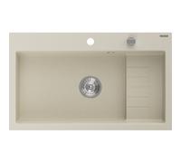Mexen Omar fregadero de granito de 1 compartimento 800 x 480 mm, beige, sifón cromado - 6520801005-69 29317 5905315070906