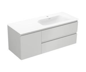 Mexen Orio armario de baño 120 cm con lavabo Vela a la derecha, 2S, 1D, gris mate/blanco mate - 91A13-12047-3-BBFFF62-W23P01 86021 5905315776471