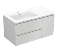 Mexen Orio mueble de baño de 90 cm con lavabo Otis izquierdo, 2S, 1D, gris mate/blanco mate - 91A13-09047-3-BBFFF62-W18L01 85905 5905315775313