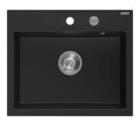 Mexen Oscar fregadero de granito de 1 compartimento 580 x 490 mm, negro, sifón cromado - 6519581000-77 29259 5905315070883