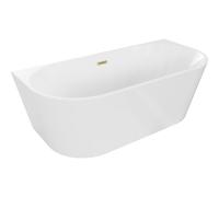 Mexen Oval bañera autoportante adosada 170 x 80 cm, blanca, rebosadero dorado cepillado - 52671708000-55 46141 5905315381941