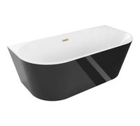 Mexen Oval bañera exenta adosada 140 x 75 cm, blanca/negra, rebosadero dorado cepillado - 52671407575-55 46089 5905315381446