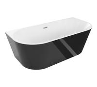 Mexen Oval bañera exenta adosada 160 x 80 cm, blanco/negro, rebosadero níquel cepillado - 52671608075-97 46137 5905315381903