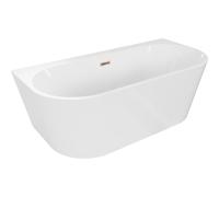 Mexen Oval+ bañera exenta adosada a pared 170 x 80 cm, blanca, desbordamiento oro rosa - 52681708000-60 53159 5905315399496