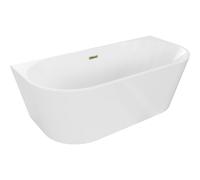 Mexen Oval bañera exenta de pared 150 x 75 cm, blanca, rebosadero dorado - 52671507500-50 46100 5905315381538