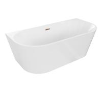 Mexen Oval bañera independiente adosada 170 x 80 cm, blanca, rebosadero oro rosa - 52671708000-60 46142 5905315381958