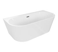 Mexen Oval+ bañera independiente de pared 170 x 80 cm, blanca, desbordamiento gun gray cepillado - 52681708000-66 53161 5905315399519