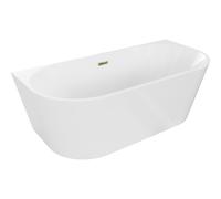 Mexen Oval bañera independiente junto a la pared 140 x 75 cm, blanca, rebosadero dorado - 52671407500-50 46056 5905315381330